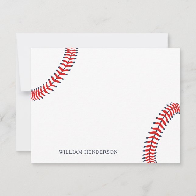 Personalized Baseball Stationery  Custom Baseball Thank You Card (Front)