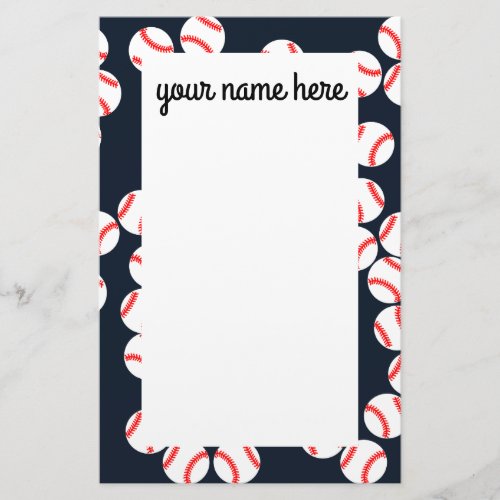 Personalized Baseball Stationery Paper