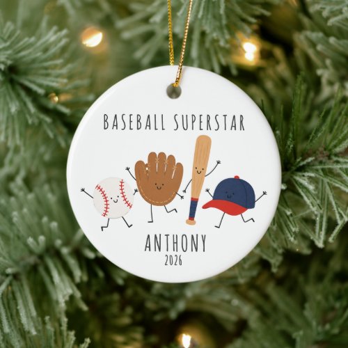Personalized Baseball Superstar Kids Ornament