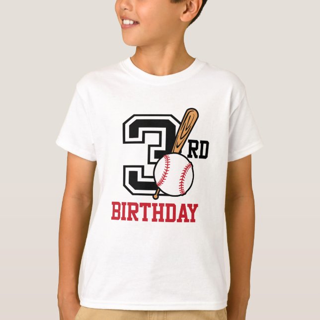 Personalized baseball t-shirt 3rd birthday (Front)