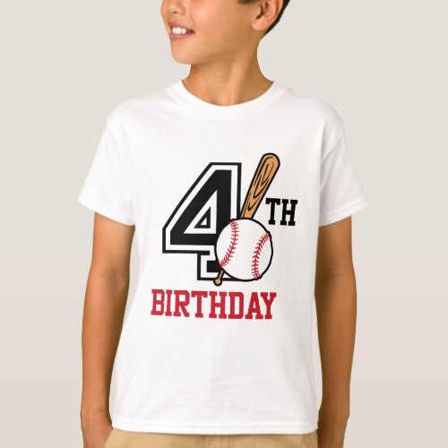 Personalized baseball t_shirt 4th birthday