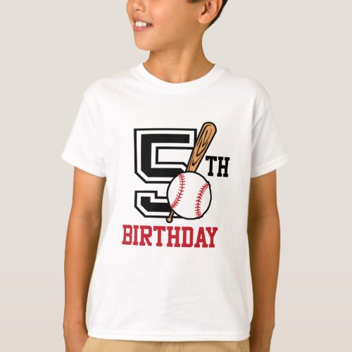 Personalized baseball t_shirt 5th birthday