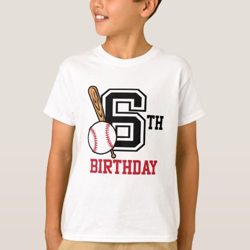 Personalized baseball t_shirt 6th birthday