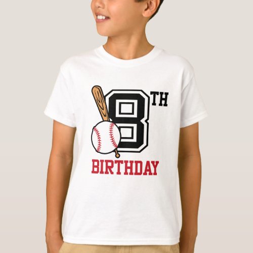 Personalized baseball t_shirt 8th birthday