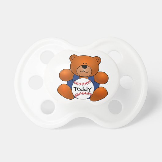 Personalized Baseball Teddy Bear Design Pacifier (Front)