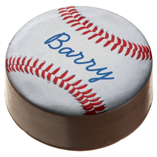 Personalized Baseball Theme Party Chocolate Dipped Oreo