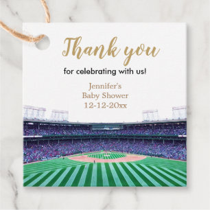 Personalized Baseball Theme Thank You Favor Tags