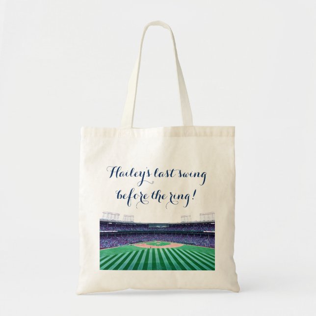 Personalized Baseball Themed Bachelorette Party Tote Bag (Front)