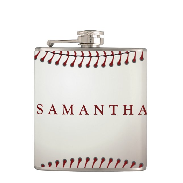 Personalized Baseball Themed Flask (Front)
