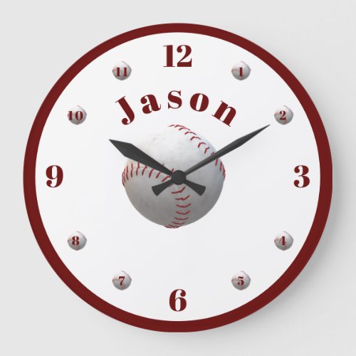 Personalized Baseball Themed Large Clock