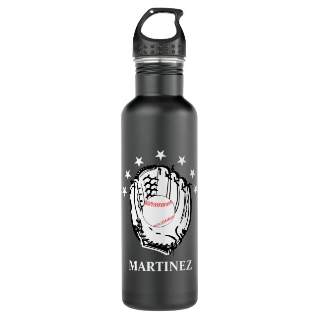 Personalized Baseball Themed Sports Stainless Steel Water Bottle (Front)