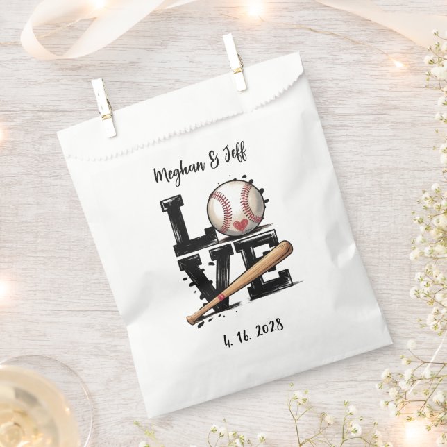 Personalized Baseball Themed Wedding Favor Bag (Clipped)