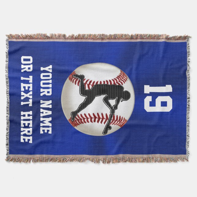 Personalized Baseball Throw Blanket for Boys (Front)