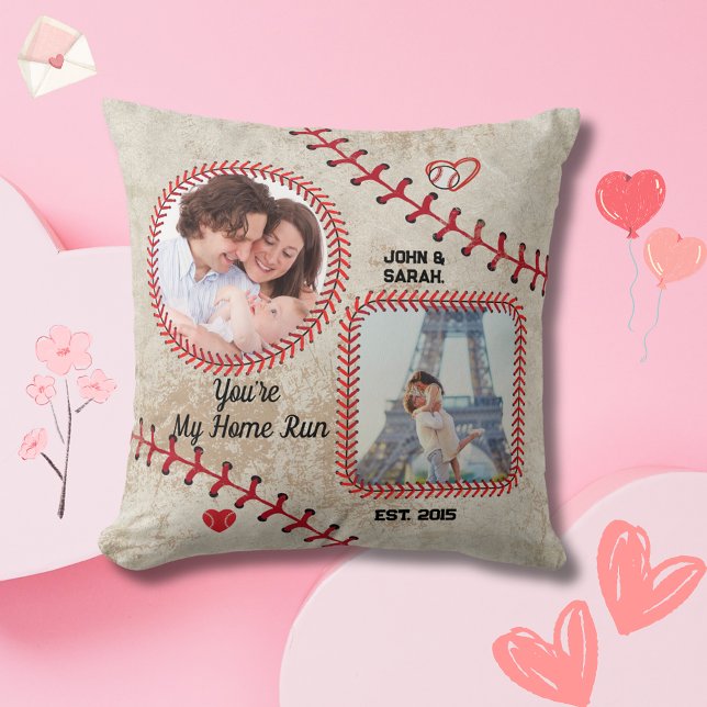 Personalized Baseball Throw Pillow – Custom Photo  (Baseball Gift For Boyfriend, baseball husband, baseball Father, Baseball Valentines Gift)