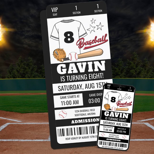 Personalized Baseball Ticket Birthday Party Invitation (Creator Uploaded)