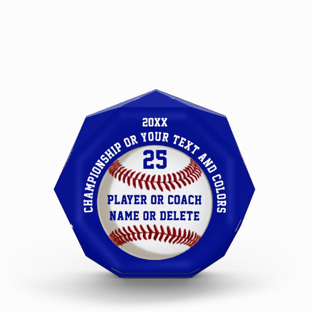 Personalized Baseball Trophies Your COLORS, TEXT Award (Front)