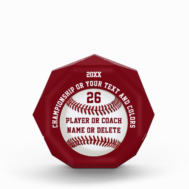 Personalized Baseball Trophies, Your Text, Colors Award (Front)
