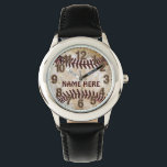 Personalized Baseball Watches for Kids<br><div class="desc">Personalized Baseball Watches for Kids. Cool Vintage Baseball Watch for Boys with his NAME typed into Text Boxes under "Personalize it" to your right. Choose a different Color or Style Watch. You can even choose a Mens Baseball Watch style, Ladies or Girls. Such a cool Personalized Baseball Gifts for Kids....</div>
