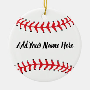 Personalized Baseball With Custom Name Ceramic Ornament