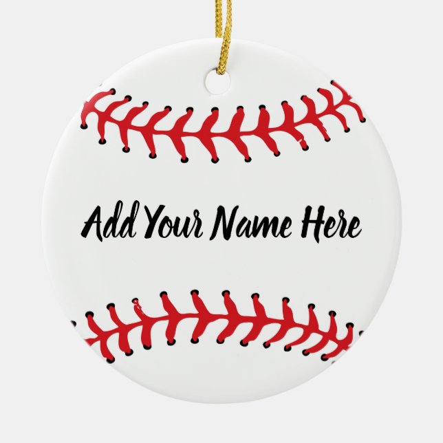 Personalized Baseball With Custom Name Ceramic Ornament (Front)
