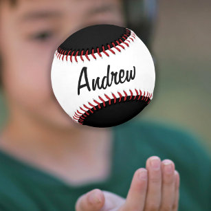 Personalized Baseball with Name Black and White