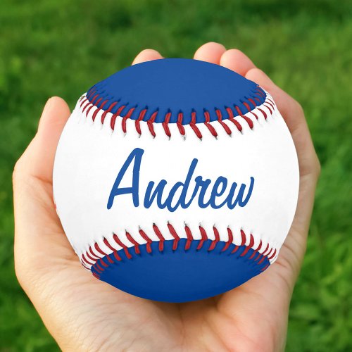 Personalized Baseball with Name Blue and White