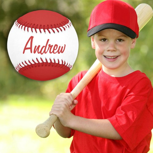 Personalized Baseball with Name Red and White