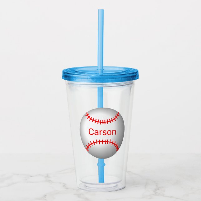 Personalized Baseball with Red Stitches  Acrylic Tumbler (Front)