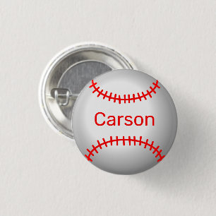 Personalized Baseball with Red Stitches  Button
