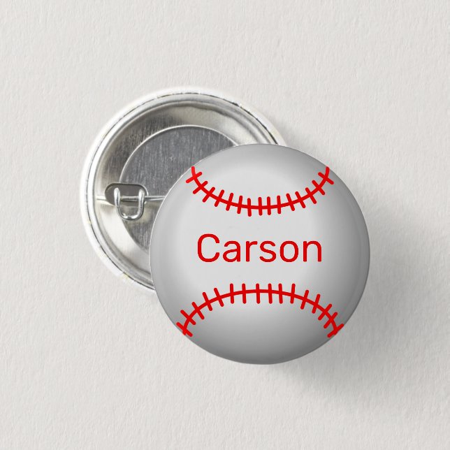 Personalized Baseball with Red Stitches  Button (Front & Back)