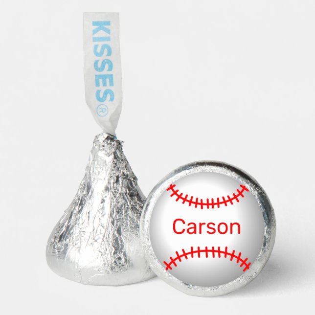 Personalized Baseball with Red Stitches  Hershey®'s Kisses® (Front)