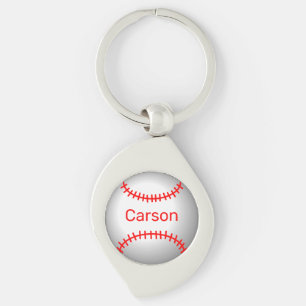 Personalized Baseball with Red Stitches  Keychain