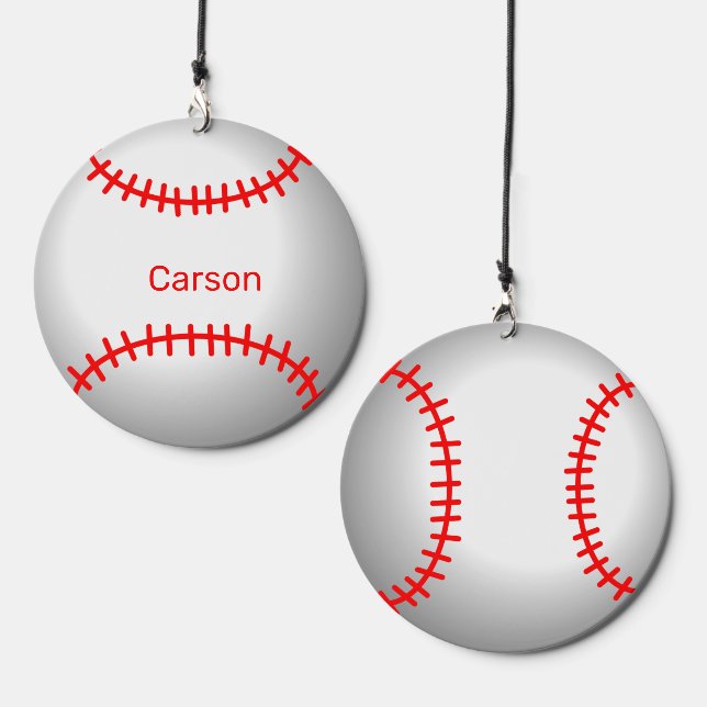 Personalized Baseball with Red Stitches  Wind Chime (Front & Back)