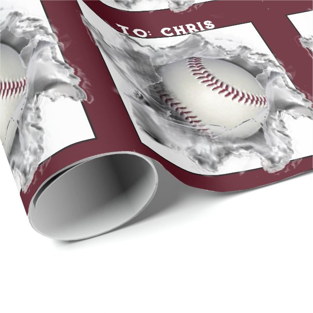 Personalized Baseball Wrapping Paper (Roll Corner)