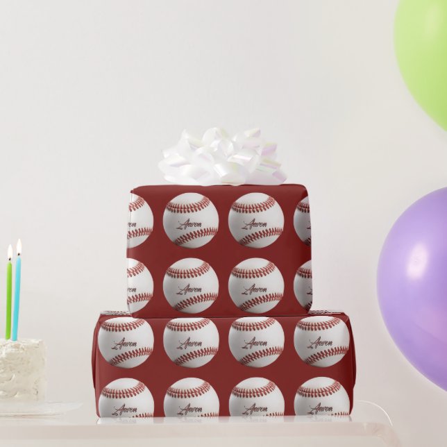  Personalized Baseball Wrapping Paper (Party Gifts)