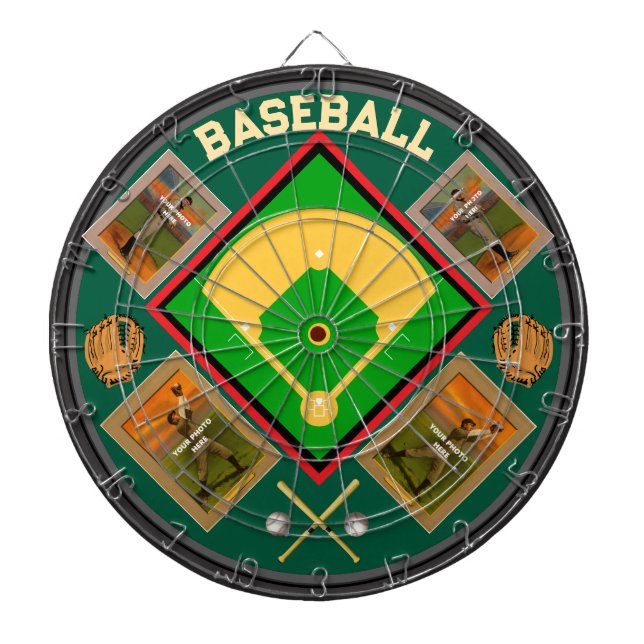 Personalized Baseball YOUR PHOTOS Dart Board (Front)
