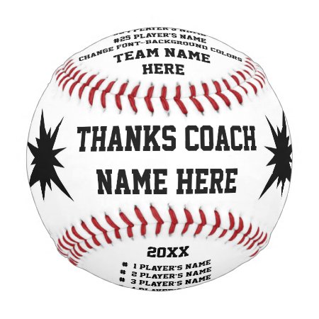 Personalized Baseballs With Coach, Player's Names