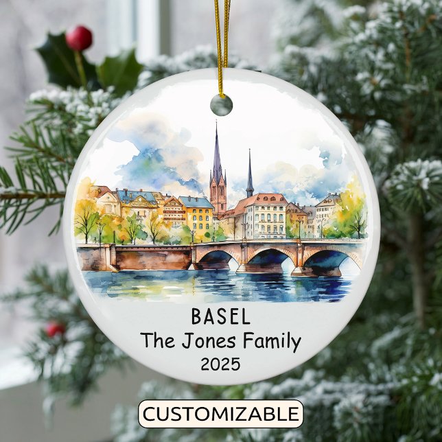 Personalized Basel Ornament, Switzerland Ceramic Ornament (Creator Uploaded)