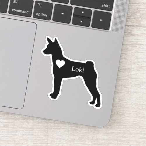 Personalized Basenji Dog  Hound Heart Name Custom Sticker