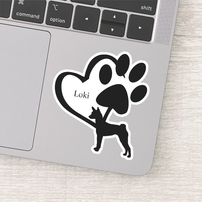 Personalized Basenji Dog  Hound Heart Name Custom Sticker (Detail)