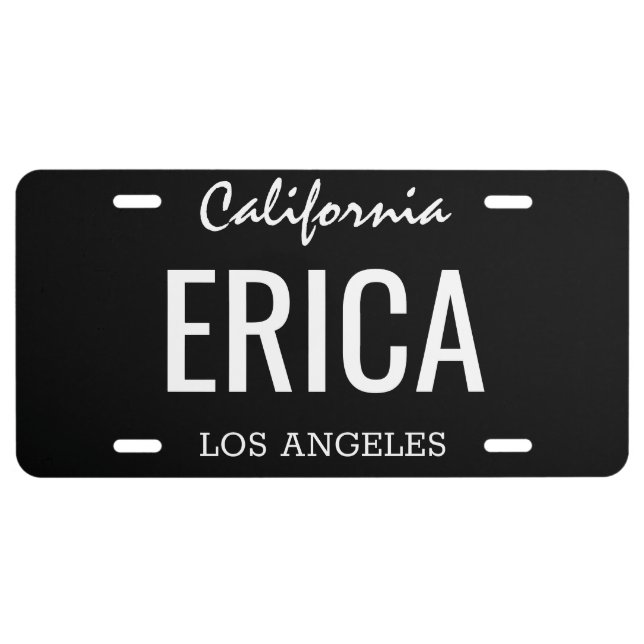 Personalized Basic Black License Plate (Front)