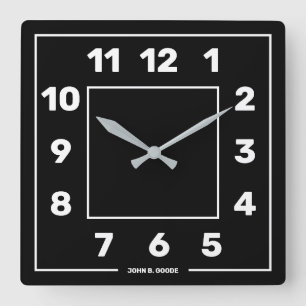 Personalized Basic Black  Square Wall Clock