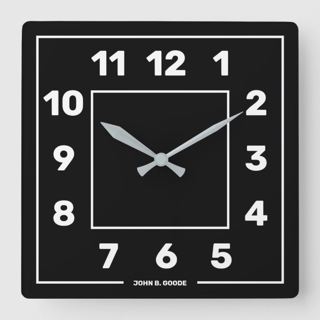 Personalized Basic Black  Square Wall Clock (Front)