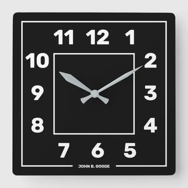 Personalized Basic Black Square Wall Clock | Zazzle