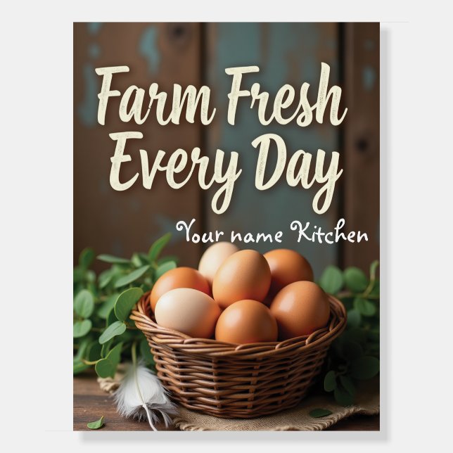 Personalized Basket of Eggs Rustic Sign (Front)