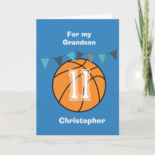 Personalized Basketball 11th Birthday Grandson Card