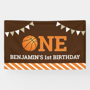 Personalized Basketball 1st Birthday Party Banner