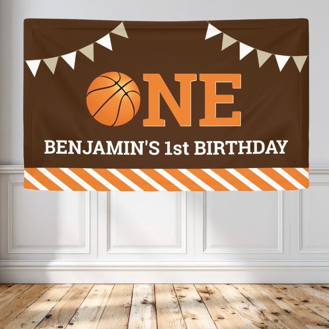 Personalized Basketball 1st Birthday Party Banner (Creator Uploaded)