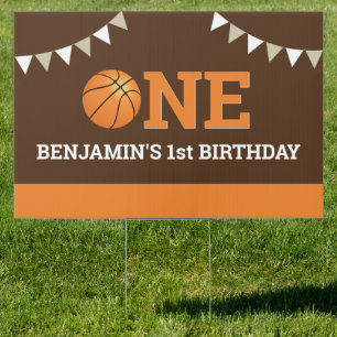 Personalized Basketball 1st Birthday Party Sign