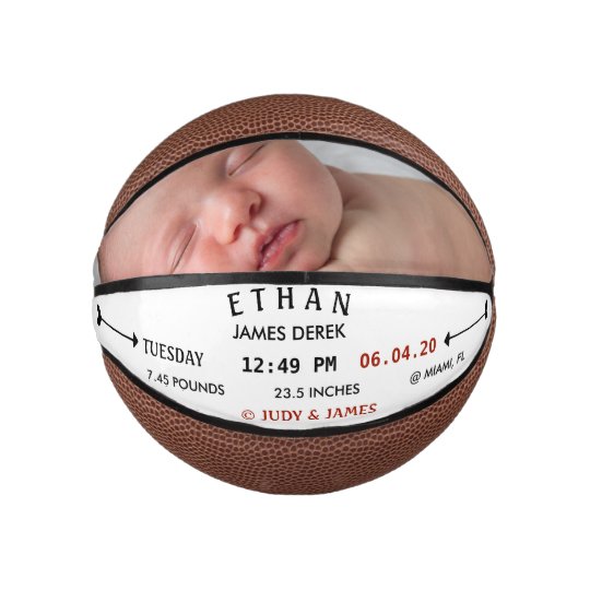 Personalized Basketball Baby Birth Announcement